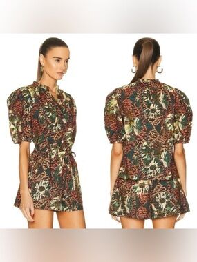 Ulla Johnson Floral Puff-Sleeve Top & Shorts set in prism